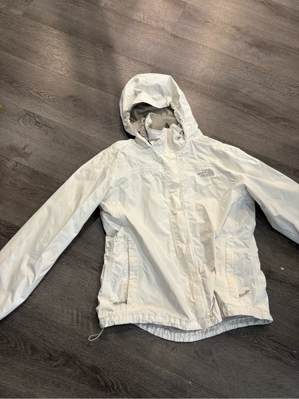 The North Face White Hooded Rain Shell Jacket